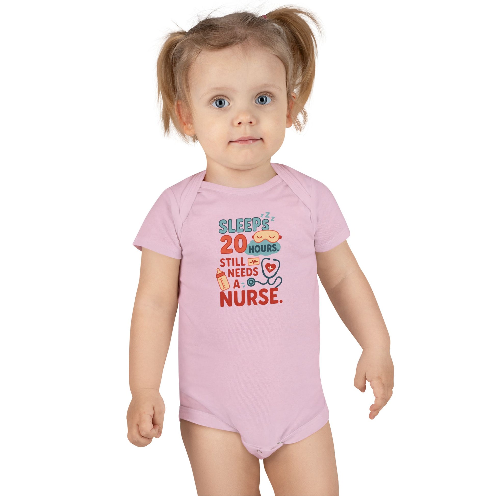 Adorable Nurse Design Baby Onesie - Pink