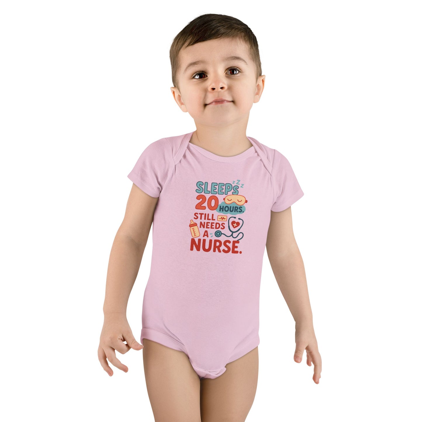Adorable Nurse Design Baby Onesie - Pink